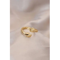 Ayarlamalı Altın Renk Metal Sarılan Eller Model Yüzük