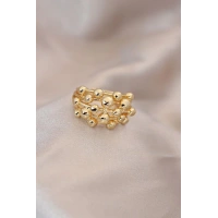 Ayarlamalı Gold Renk Metal Bombeli Boluncuk Model Yüzük