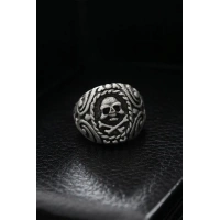 Ayarlanabilir Desenli Kurukafa Model Erkek Yüzük