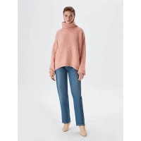 Balıkçı Yaka Oversıze Örme Kadın Kazak