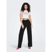 Baskılı Bisiklet Yaka Crop T-Shirt