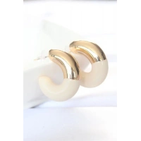 CCB Krem Gold Çift Renk Küpe