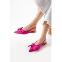 Cenya Fuşya Saten Babet Ayakkabı