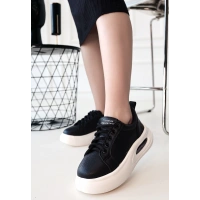 Chris Siyah Cilt Bağcıklı Spor Ayakkabı