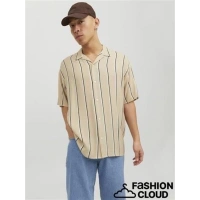 Çizgili Kısa Kollu Apaş Yaka Erkek Gömlek