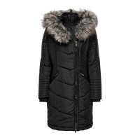 Deri Detaylı Kürklü Parka SIYAH