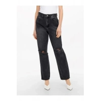 Diz Yırtmaçlı Straight Fit Jean