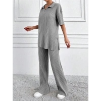 Geniş fitilli polo yaka kısa kol takım