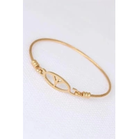 Gold Metal Çelik Figürlü Erkek Kelepçe Bileklik