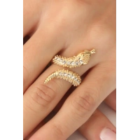 Gold Renk Ayarlanabilir Zirkon Taşlı Kadın Yılan Yüzük