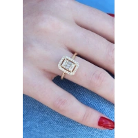 Gold Renk Baget Zirkon Taşlı Kadın Yüzük