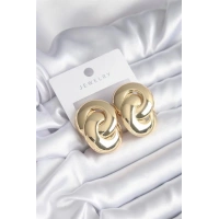 Gold Renk Halka Tasarım Pirinç Kadın Küpe