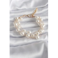 Gold Renk İnci Model Kadın Bileklik