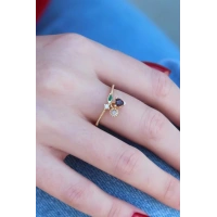 Gold Renk Kiraz Model Zirkon Taşlı Kadın Yüzük