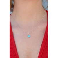 Gold Renk Mavi Boncuk Figür Kadın Kolye