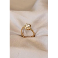 Gold Renk Tektaş Tasarımlı Ayarlamalı Metal Yüzük