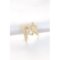 Gold Renk Tırtıklı Kalın Baget Taş Tasarım Ayarlanabilir Yüzük