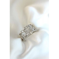 Gümüş Kaplama Zirkon Taşlı Kadın Yüzük