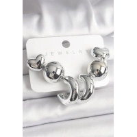 Gümüş Renk Kalp Halka Figür CCB Plastik Kadın Küpe Seti