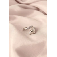 Gümüş Renk Metal Zirkon Taşlı Kaplan Model Ayarlanabilir Kadın Yüzük