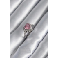 Gümüş Renk Pembe Zirkon Taşlı Charm Kalp Model Kadın Yüzük