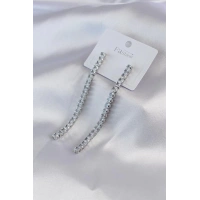 Gümüş Renk Zirkon Taşlı Kadın Küpe