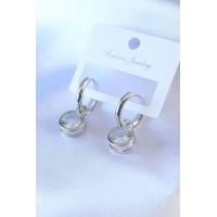 Gümüş Renk Zirkon Taşlı Pirinç Kadın Küpe