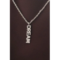 Gümüş Renk Zirkon Taşlı Rüya Yazılı Kolye