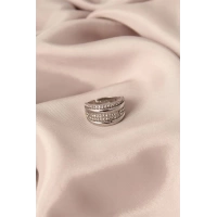Gümüş Renkli Metal Zirkon Taşlı Ayarlanabilir Kadın Yüzük