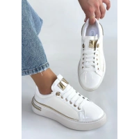 Hley Beyaz Rugan Paraşüt Detaylı Bağcıklı Spor Ayakkabı