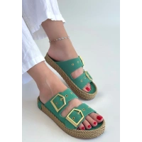 İces Yeşil Nubuk Terlik