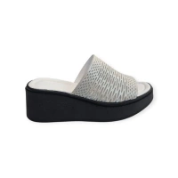 K1471130 Yüksek Taban Yaldızlı Kadın Terlik Beyaz