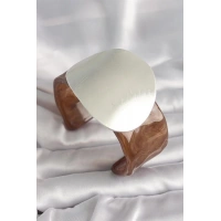 Kahverengi Mermer Desen Akrilik Plastik Gümüş Plaka Model Vintage Kadın Bilezik