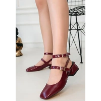 Karmi Mürdüm Cilt Topuklu Ayakkabı