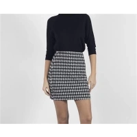 Kazaayağı Likralı Mini Etek Siyahbeyaz
