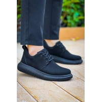 Kb-003 Kuback Siyah Süet Siyah Taban Bağcıklı  Günlük Erkek  Ayakkabı
