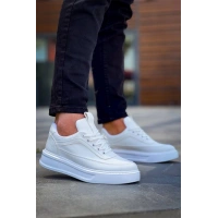 Kb-006 Kuback Beyaz Cilt  Yüksek Taban Bağcıklı Günlük Erkek Ayakkabı