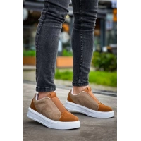 Kb-007  Kuback  Vizon Taba Yüksek Taban Tek Bant Bağcıksız Günlük Erkek Ayakkabı