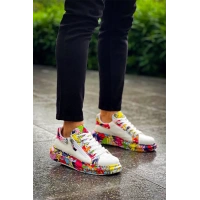 Kb-02  Kuback Bağcıklı Crocodile Beyaz Kırmızı Günlük Erkek Ayakkabı