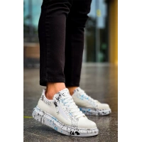 Kb-02  Kuback  Bağcıklı Crocodile Beyaz Mavi Günlük Erkek Ayakkabı