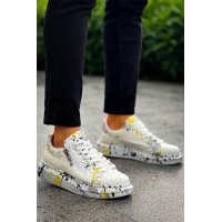 Kb-02  Kuback  Bağcıklı Crocodile Beyaz Sarı Günlük Erkek Ayakkabı