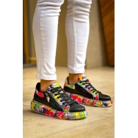 Kb-02  Kuback Bağcıklı Crocodile Siyah Kırmızı Günlük Erkek Ayakkabı