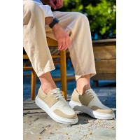 Kb-042  Kuback Bağcıklı Bej Günlük Erkek Ayakkabı