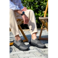 Kb-042  Kuback Bağcıklı Gri Siyah Taban Günlük Erkek Ayakkabı