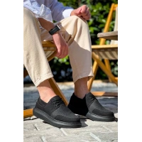 Kb-042  Kuback Bağcıklı  Siyah Deri Tozu Siyah Taban Günlük Erkek Ayakkabı