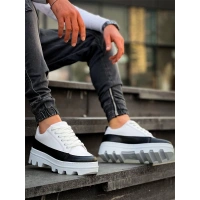 Kb-056 Kuback Beyaz Siyah Detaylı Beyaz Yüksek Taban Günlük Spor Ayakkabı