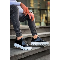 Kb-056 Kuback Siyah Rugan Beyaz Yüksek Taban Günlük Spor Ayakkabı