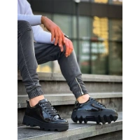 Kb-056 Kuback Siyah Rugan Siyah Yüksek Taban Günlük Spor Ayakkabı