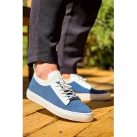 Kb-110  Kuback Mavi Triko Yüksek Taban Bağcıklı Günlük Erkek Ayakkabı