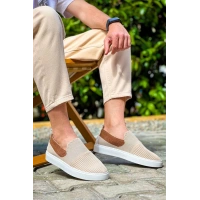 Kb-114  Kuback Bej Taba Triko Yüksek Taban Bağcıksız Günlük Erkek Ayakkabı